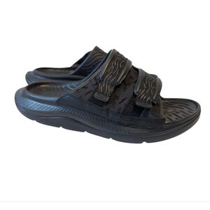 Hoka Men's Ora Luxe recovery slide sandal in black Size 9